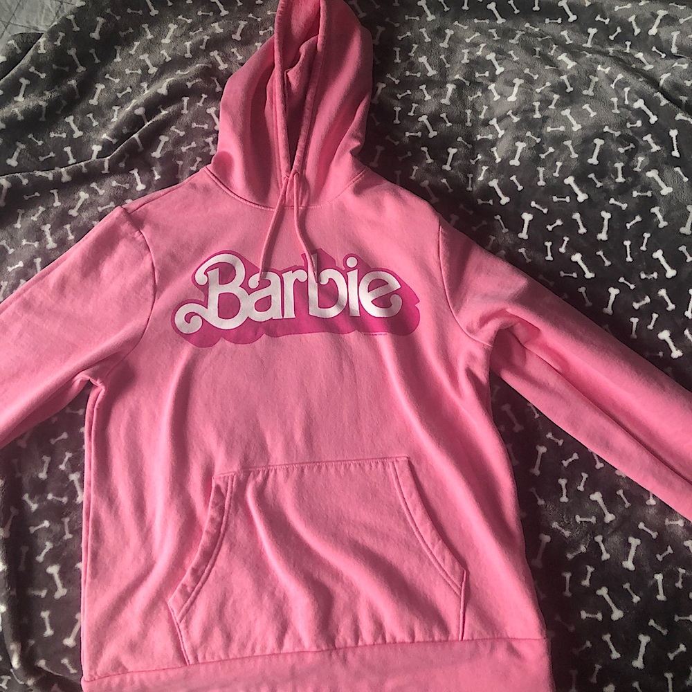 Pink hoodie with “Barbie” logo